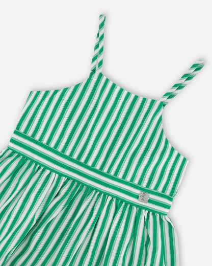 Cotton Sundress Green Stripes