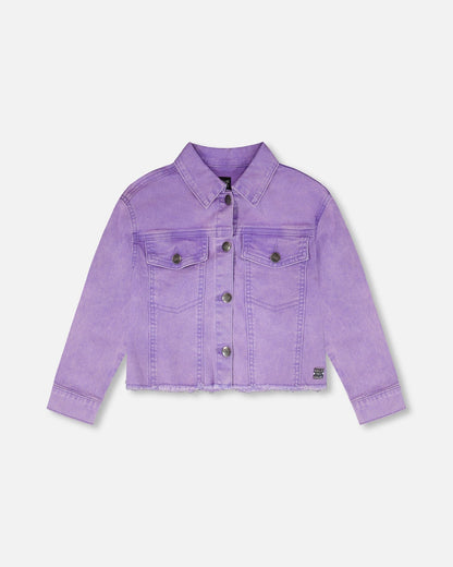 Mauve Denim Jacket With Embroidery