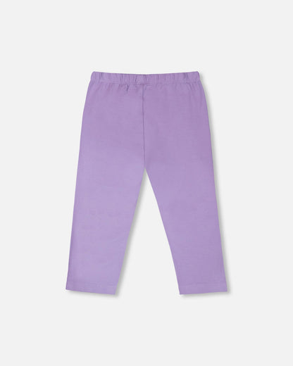 Organic Cotton Jersey Capri Mauve With Knee Screen Hearts Appliqués