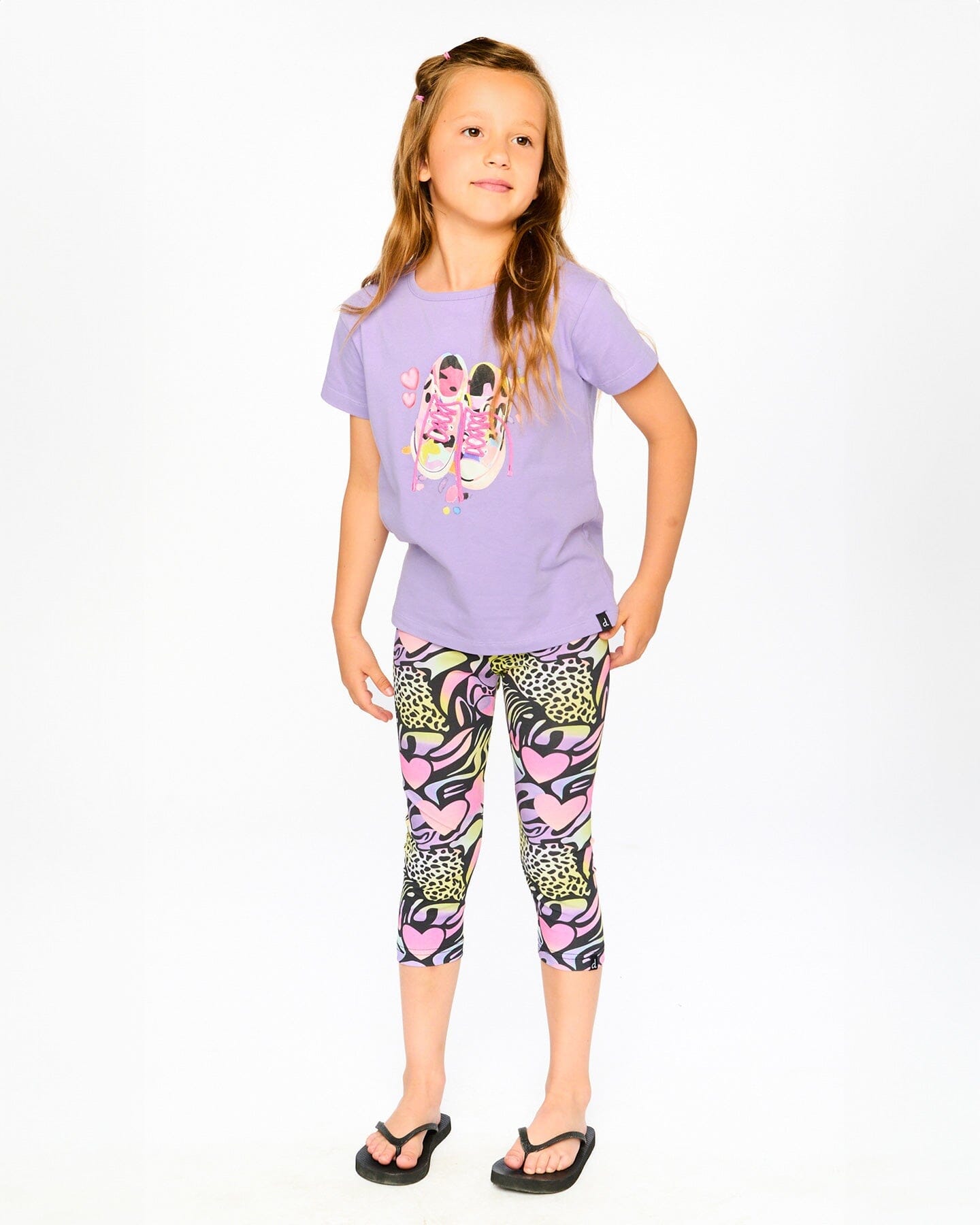 Organic Cotton Jersey T-Shirt Mauve With Sneakers