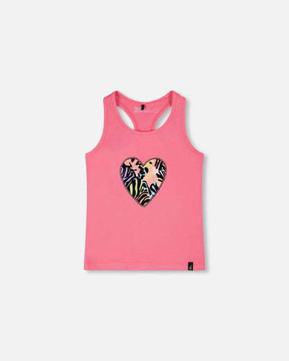 Organic Cotton Jersey Tank Top Pink With Screen Print