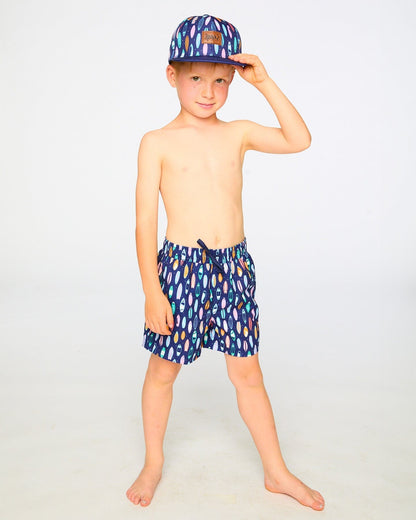 Boardshorts Blue Surfboard Print