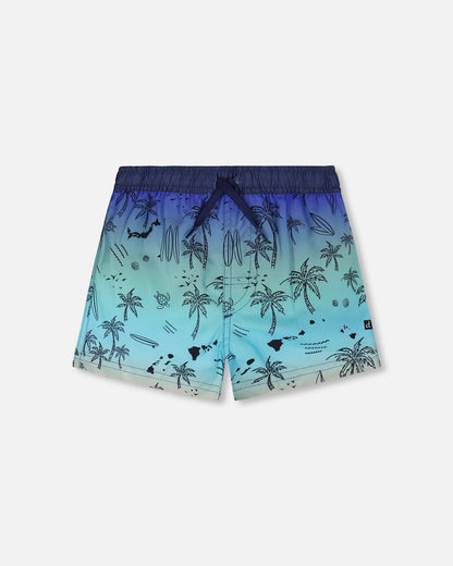 Boardshorts Blue Beach Print