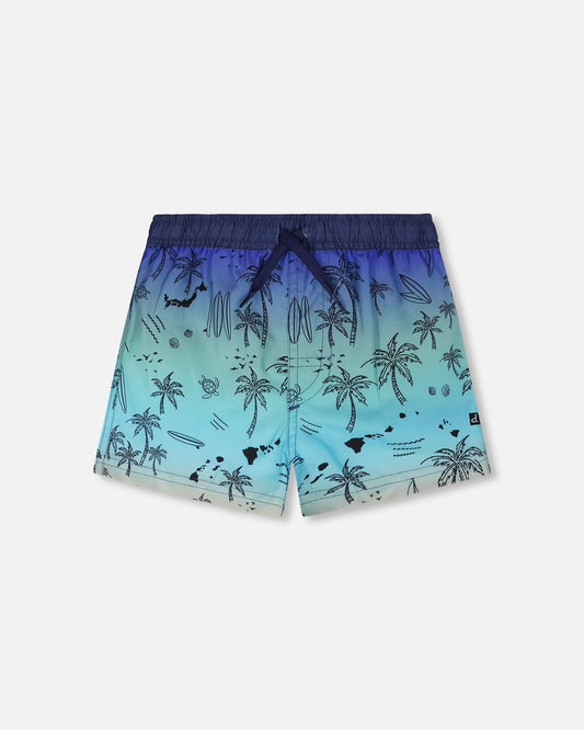Boardshorts Blue Beach Print