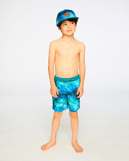 Maillot de bain imprimé vagues bleues