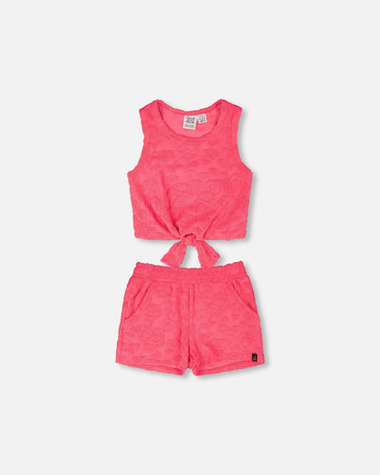 Terry Tank Top With Shorts Set Pink