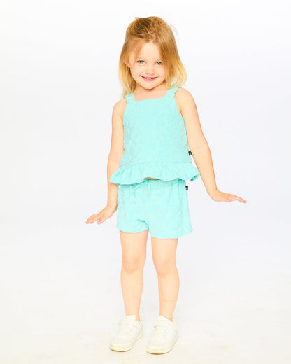 Terry Tank Top With Shorts Set Light Blue