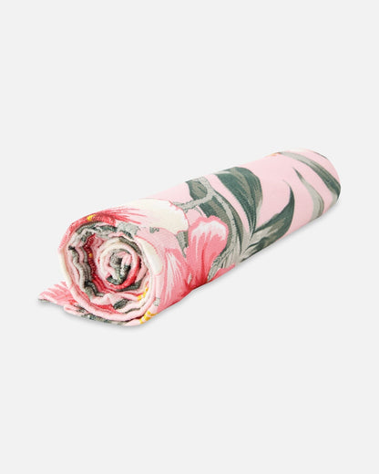 Beach Towel Pink Hibiscus Print