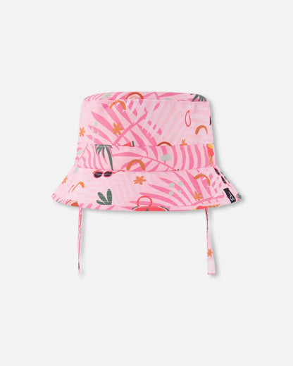 Chapeau de plage rose à imprimé plage