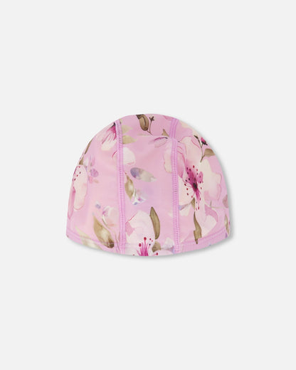 Swim Cap Purple Flower Print
