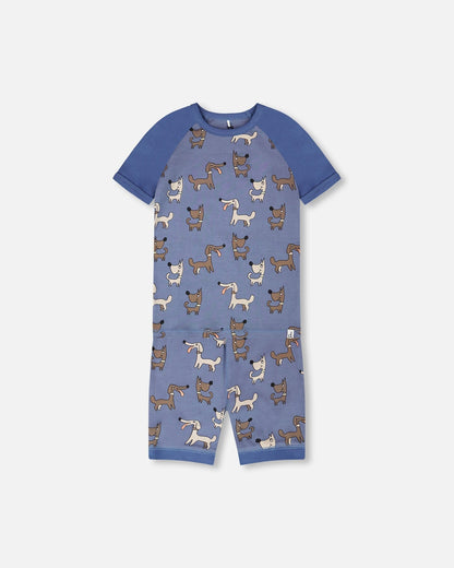 Organic Cotton Two-Piece Pyjama Set Blue Dog Print