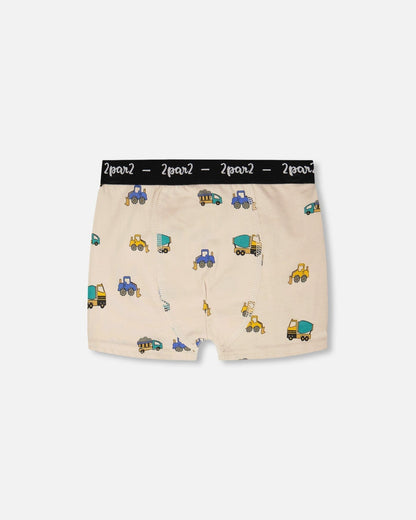 Organic Cotton Boxer Beige Truck Print