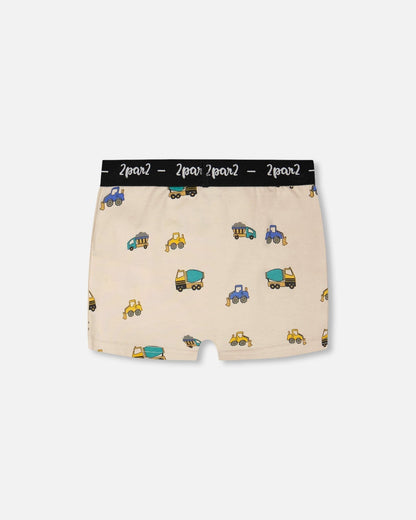Organic Cotton Boxer Beige Truck Print