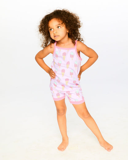 Organic Cotton Two-Piece Pyjama Set Lilac Printed Ice Creams