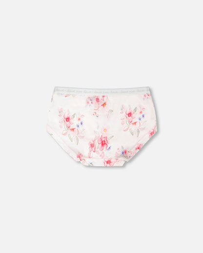 Organic Cotton Boyshort Panty Pink Printed Flowers