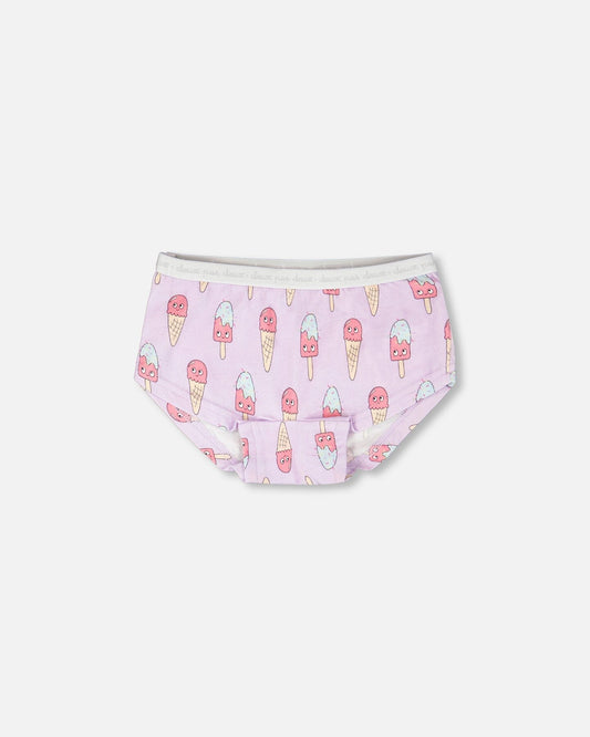 Organic Cotton Boyshort Panty Lilac Printed Ice Creams