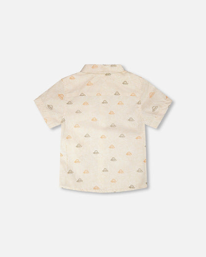 Poplin Shirt Beige Safari Print