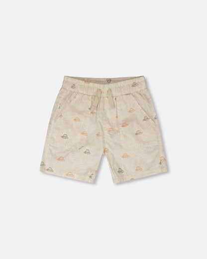 Poplin Shorts Beige Safari Print