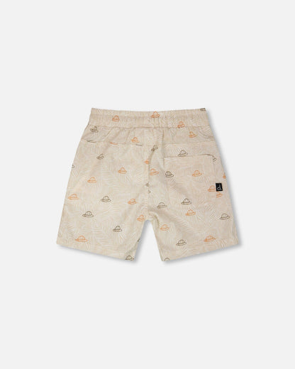 Poplin Shorts Beige Safari Print