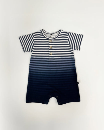 Organic Cotton Romper Blue Gradient Stripes