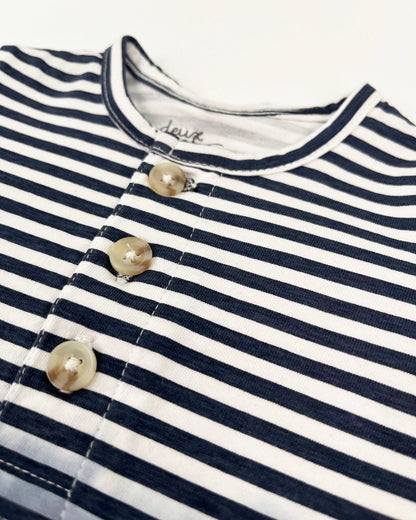 Organic Cotton Romper Blue Gradient Stripes