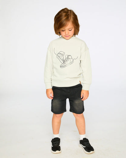 Sweat-shirt en molleton bouclette gris pâle