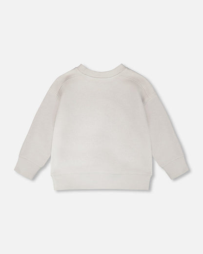 Sweat-shirt en molleton bouclette gris pâle