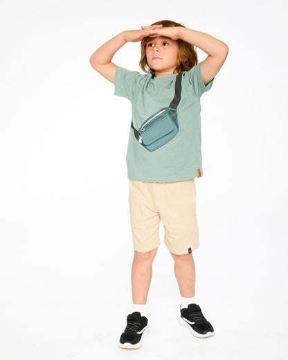 Organic Cotton Jersey T-Shirt With Cross Bag Green