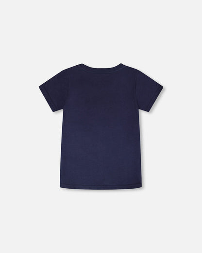 Jersey T-Shirt With Chest Pocket Dark Blue
