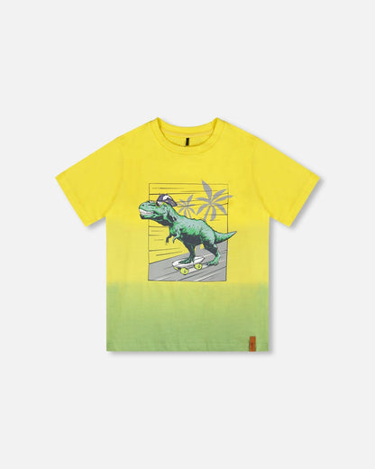 T-shirt en jersey de coton biologique imprimé jaune