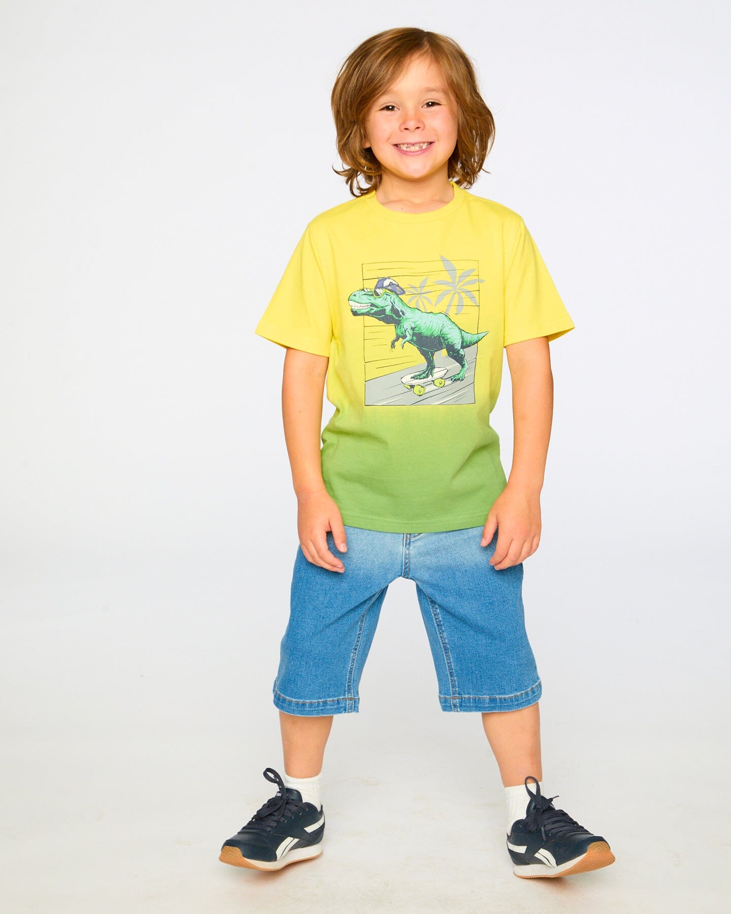 T-shirt en jersey de coton biologique imprimé jaune