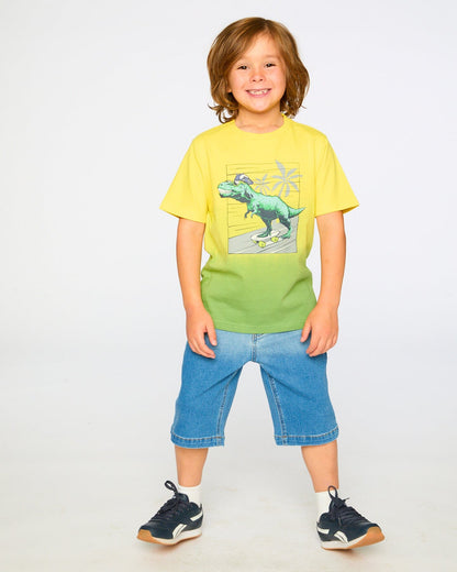 T-shirt en jersey de coton biologique imprimé jaune