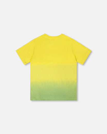 T-shirt en jersey de coton biologique imprimé jaune