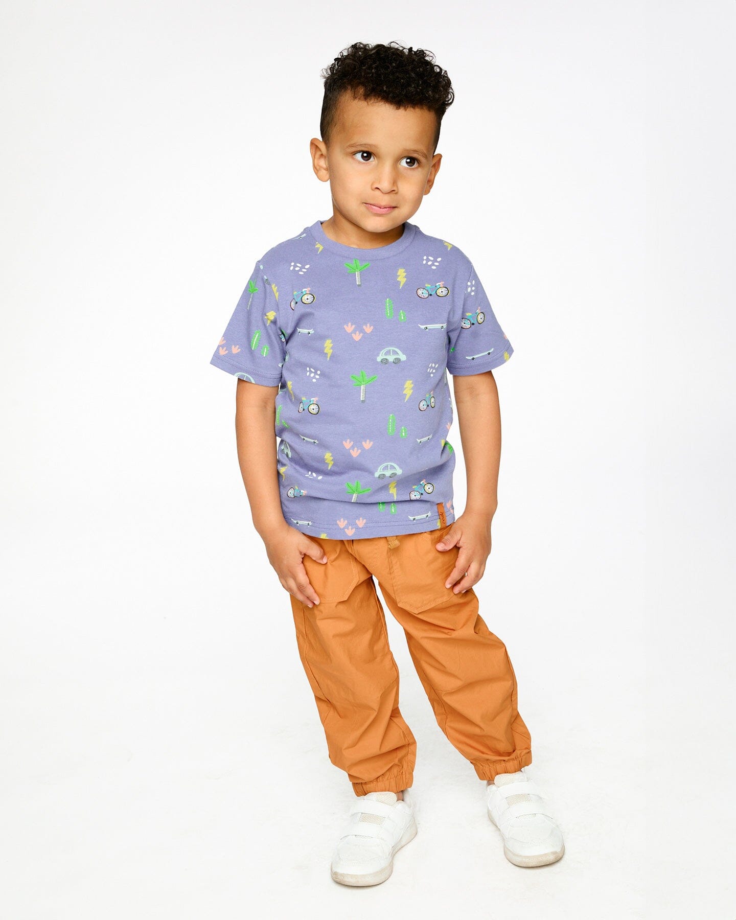 T-shirt en jersey de coton biologique imprimé vélo bleu