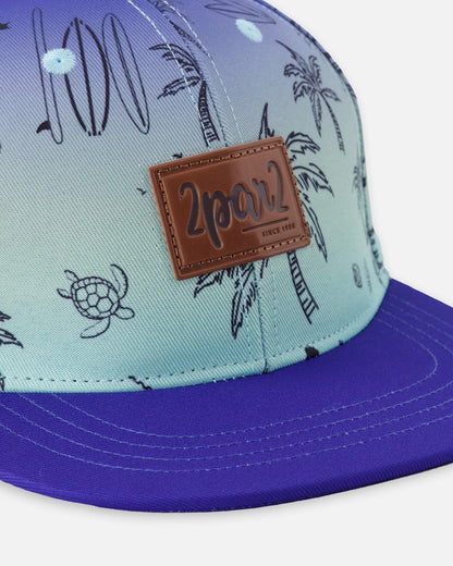 Casquette Imprimé Plage Bleu