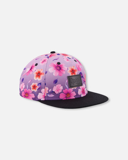 Casquette Mauve à Dégradé Floral