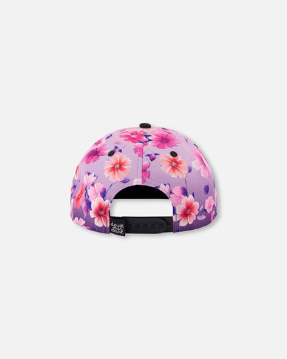 Casquette Mauve à Dégradé Floral