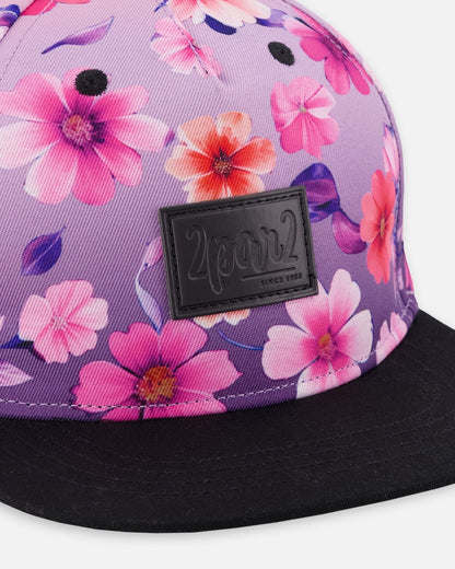 Casquette Mauve à Dégradé Floral