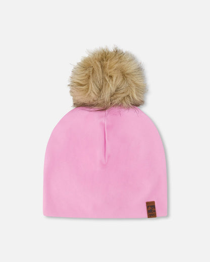 Stretch Jersey Hat Pink With Pompom