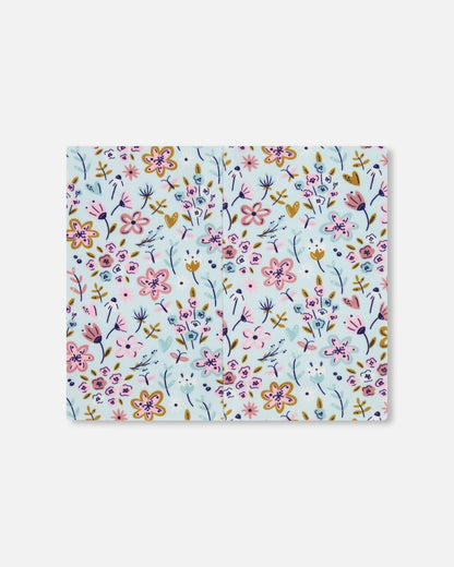 Stretch Jersey Neck Tube Blue Mini Flower Print