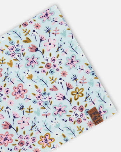 Stretch Jersey Neck Tube Blue Mini Flower Print