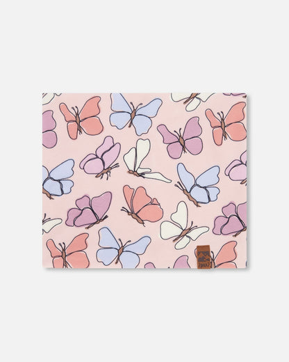 Stretch Jersey Neck Tube Pink Printed Butterflies
