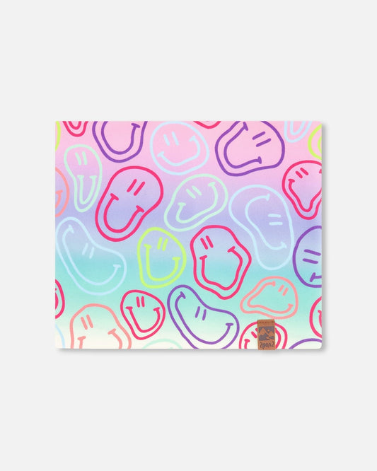 Stretch Jersey Neck Tube Multicolored Printed Smileys
