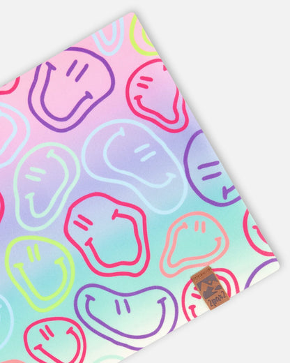 Stretch Jersey Neck Tube Multicolored Printed Smileys