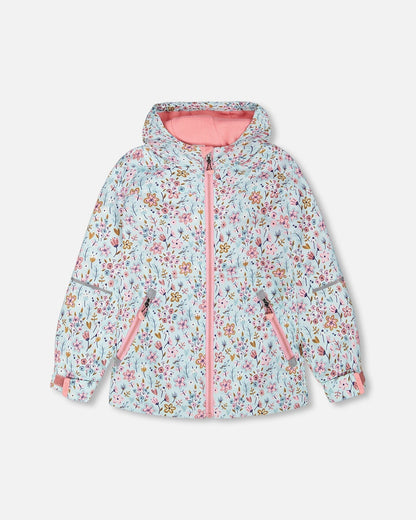 Mid-Season Jacket Blue Mini Flower Print