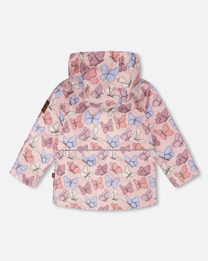 Mid-Season Jacket Pink Printed Butterflies