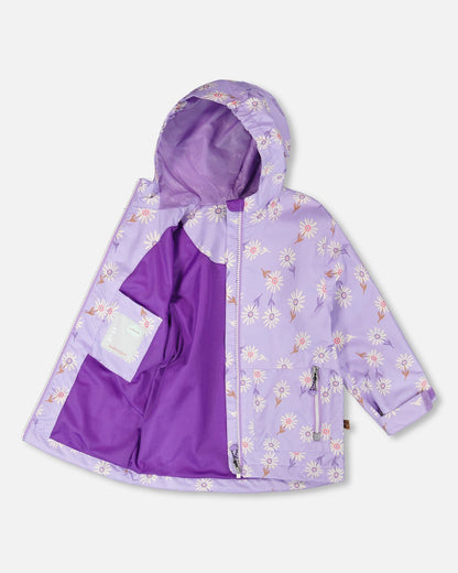 Mid-Season Jacket Purple Daisy Print