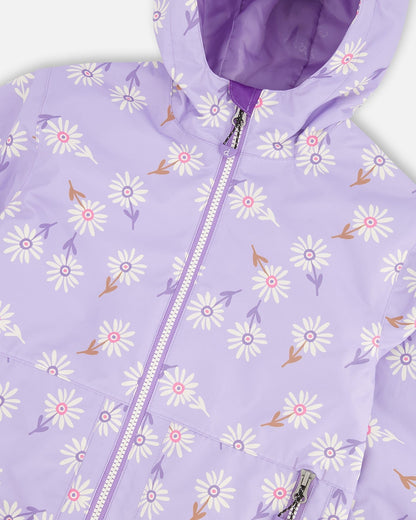 Mid-Season Jacket Purple Daisy Print