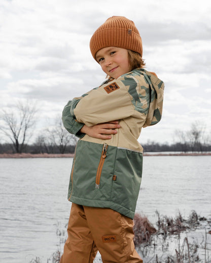Mid-Season Jacket Green Camouflage Print