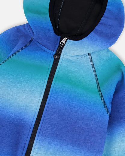 Veste polaire coupe-vent dégradé bleu à noir